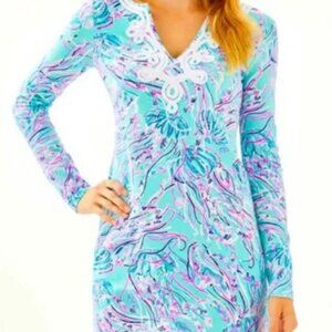 Lilly Pulitzer Harper Shift Dress Bayside Blue Under The Moon Small